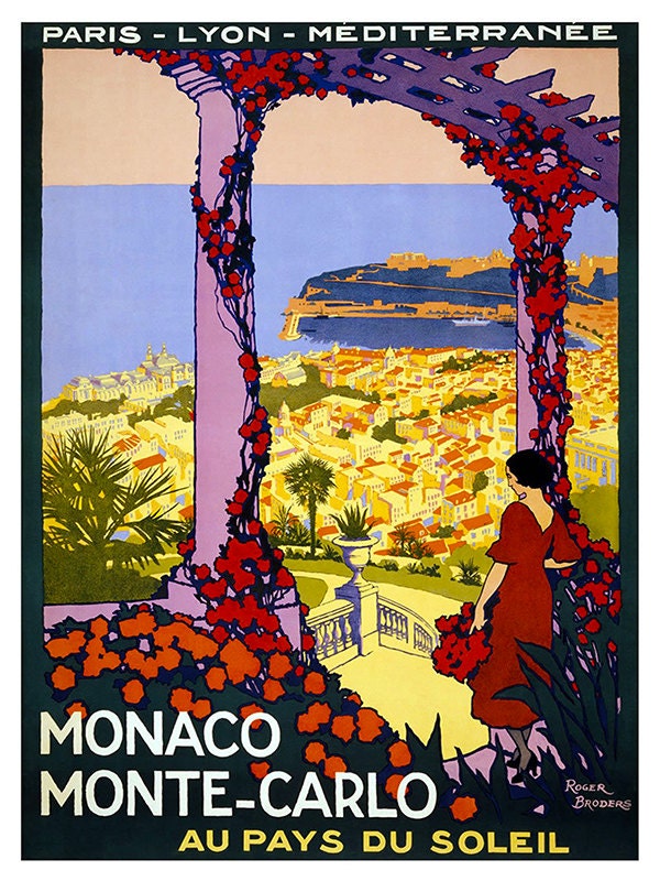 France Art Print Monte Carlo Vintage Travel Poster (TR85)