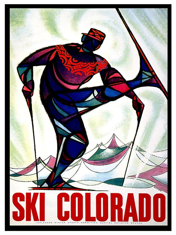Ski Sports Art Print Colorado Travel Poster (TR83)