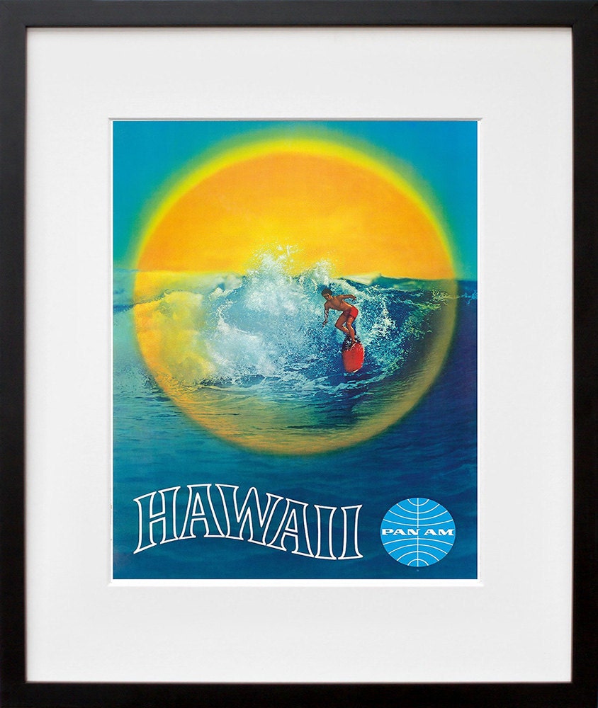 Surfing Art Print Hawaii Travel Poster (TR96)