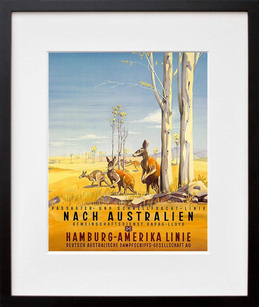 Australia Art Print Kangaroo Travel Poster (TR99)