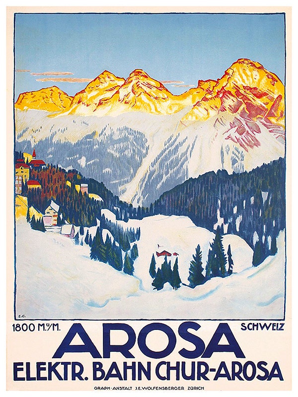 Switzerland Art Print Swiss Travel Poster (TR98)
