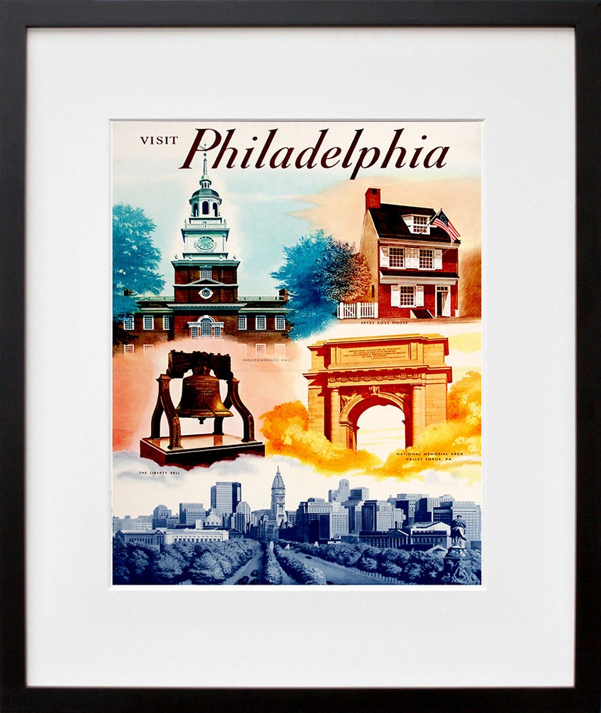 Travel Poster Philadelphia Art Print Vintage Home Decor (ZT124)