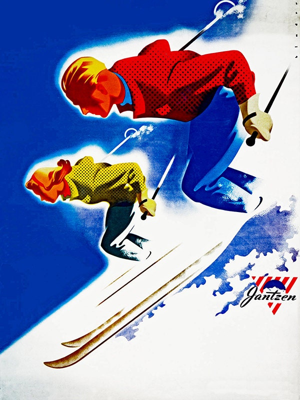 Ski Sport Travel Art Print Skiing Vintage Home Decor Poster (ZT139)