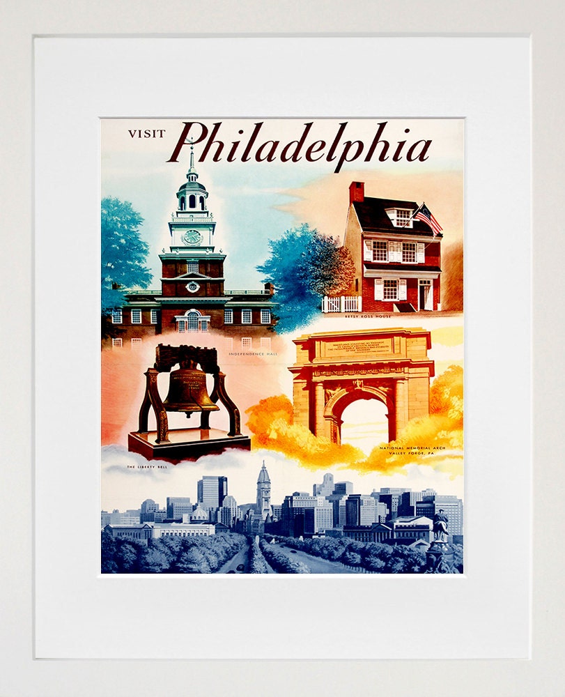 Travel Poster Philadelphia Art Print Vintage Home Decor (ZT124)