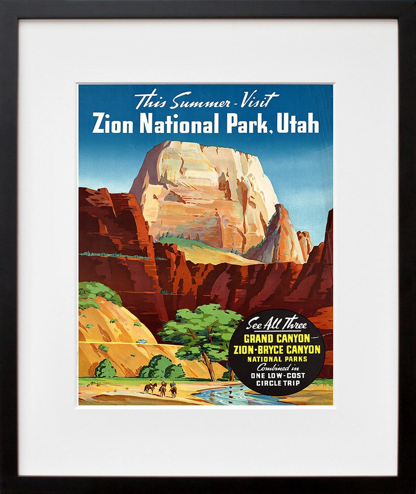 Travel Poster Zion Utah Art Print Vintage Parks Home Decor (ZT117)