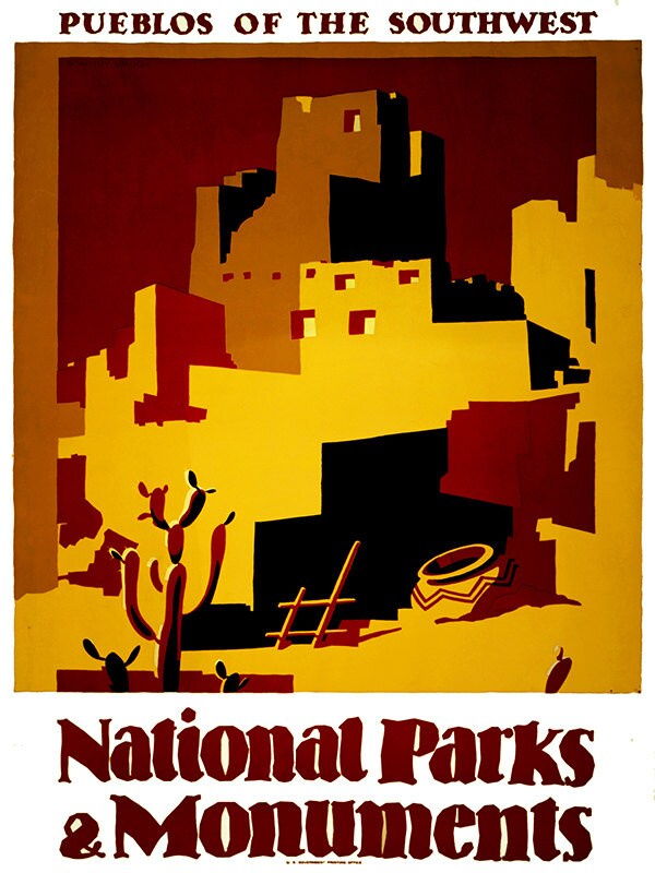 Art National Parks Travel Poster Pueblos Print (ZT182)