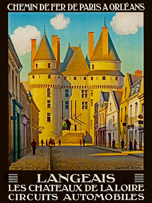 Art French Travel Poster France Langeais Vintage Print (ZT168)