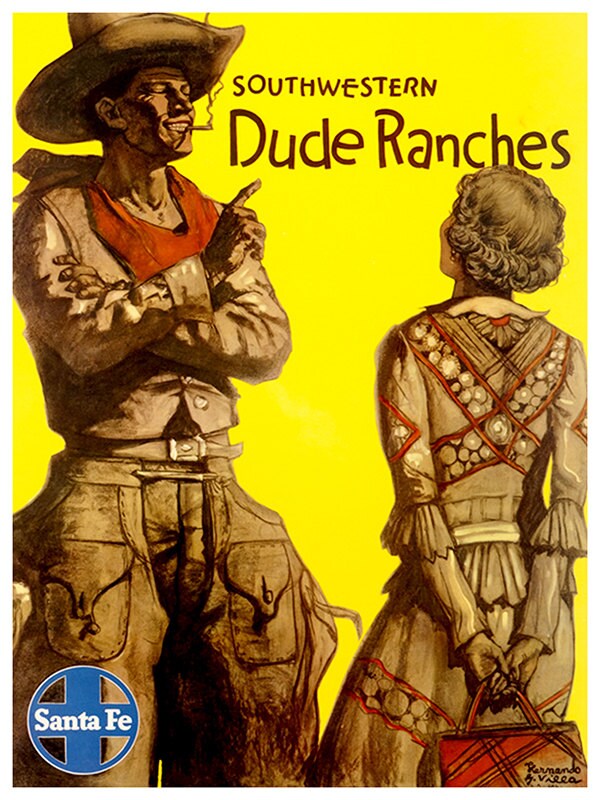 Santa Fe Dude Ranches Poster Vintage Travel Art Western Decor (ZT180)