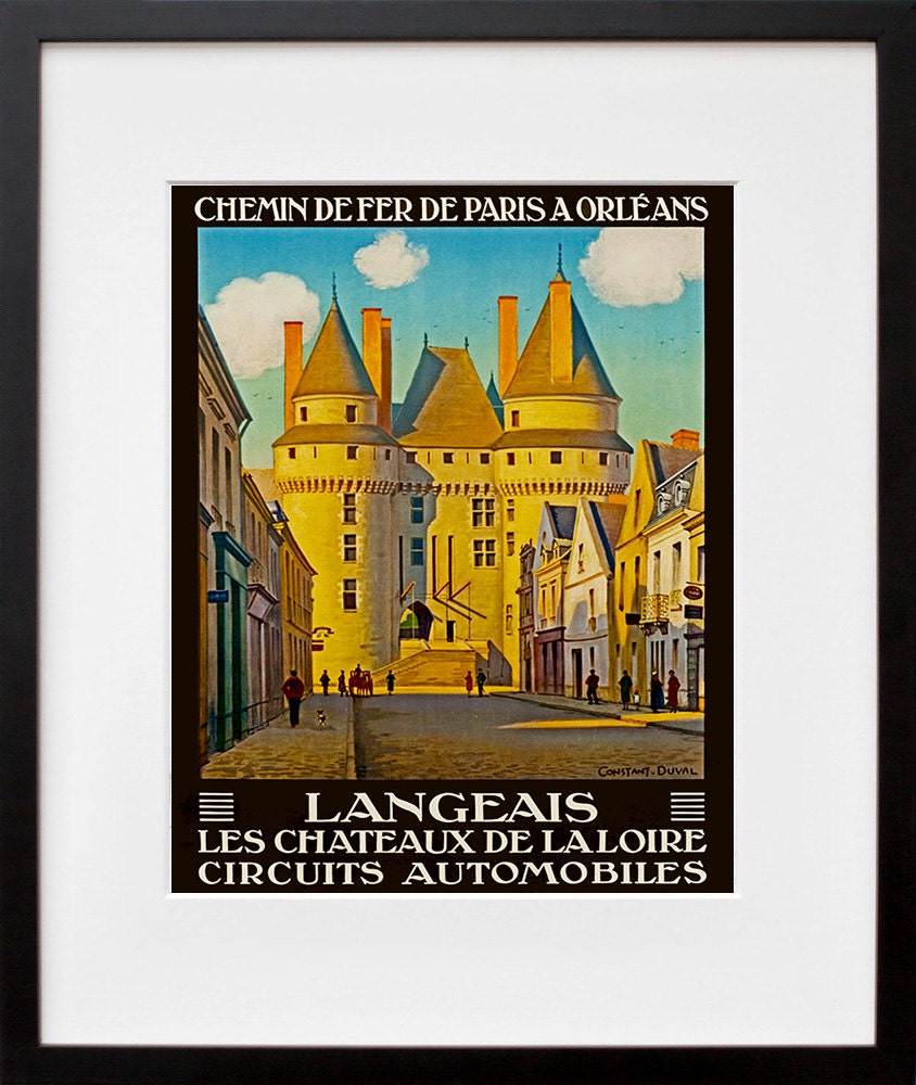 Art French Travel Poster France Langeais Vintage Print (ZT168)