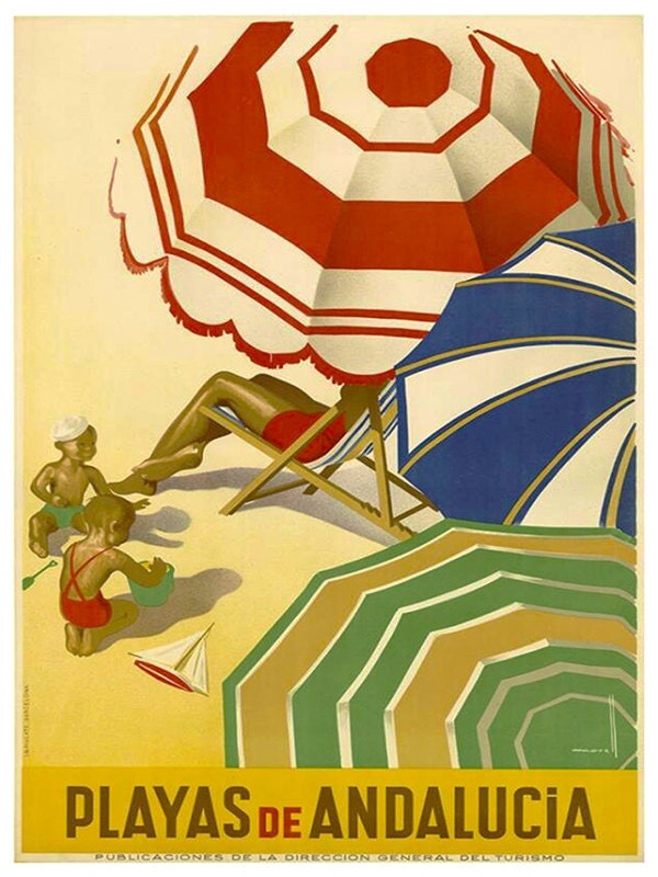 Art Spain Beach Travel Print Spanish Beach Vintage Poster (TR148)