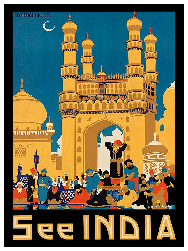 Travel Poster India Vintage Print Wall Art (ZT239)