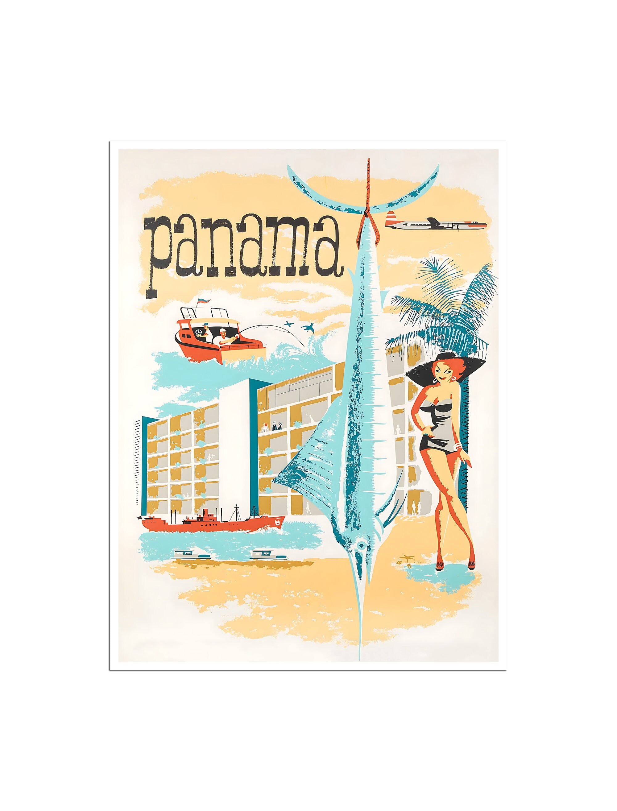 Panama Travel Poster Vintage Art Print Central American Decor (H1515)