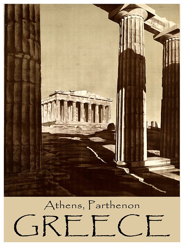 Greece Travel Poster Greek Art Print Vintage Home Decor (ZT205)