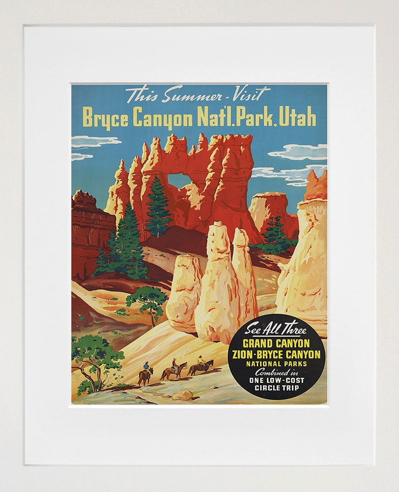 Bryce Canyon National Parks Art Travel Poster Print Vintage Home Decor (ZT186)