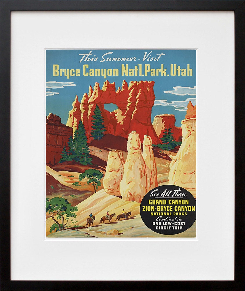 Bryce Canyon National Parks Art Travel Poster Print Vintage Home Decor (ZT186)