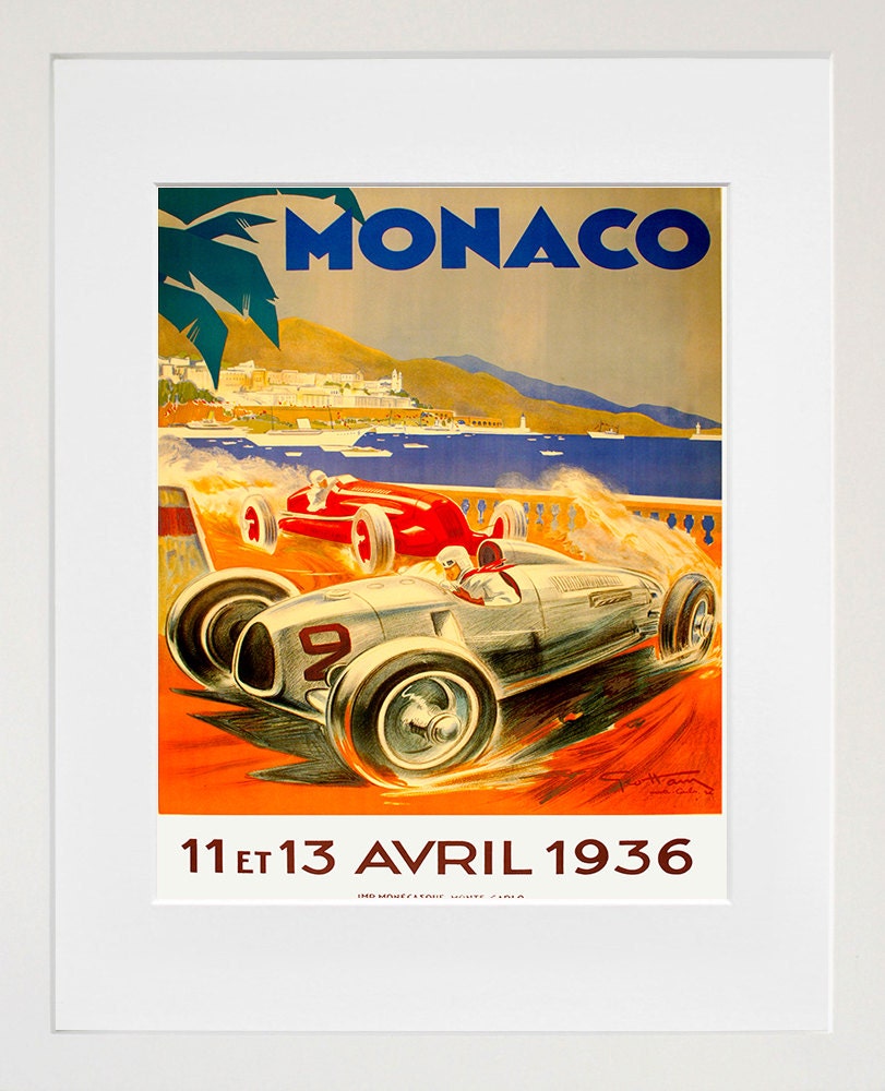 Monaco Travel Poster Monte Carlo Art Print Vintage Home Decor (ZT210)