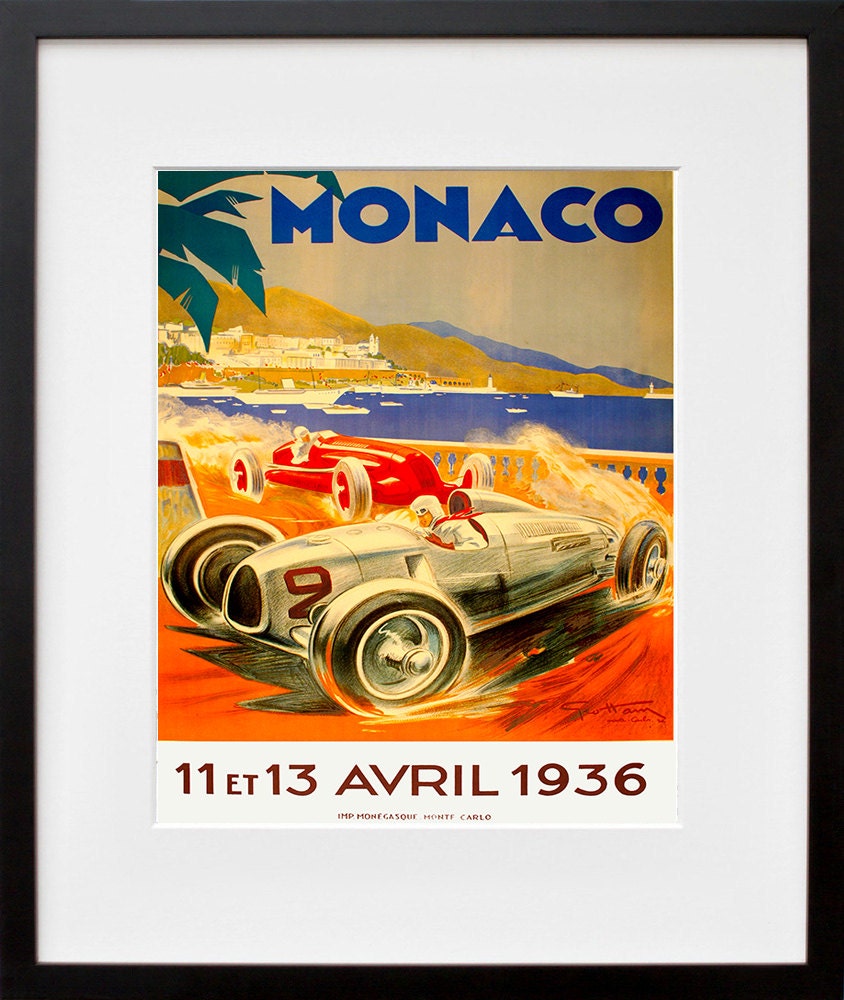 Monaco Travel Poster Monte Carlo Art Print Vintage Home Decor (ZT210)