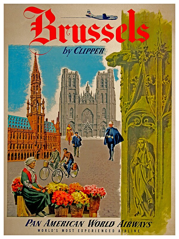 Belgium Travel Poster Brussels Wall Art Print (ZT294)