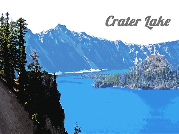 Crater Lake National Park Poster Oregon Travel Art Print Home Decor (ZB11)