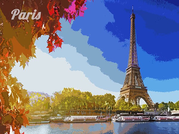 Paris Eiffel Tower Art France Travel Poster Print Home Decor (ZB20)
