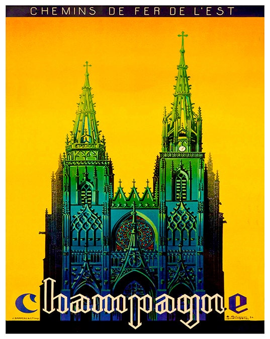 French Art Travel Poster France Champagne Print Home Decor (ZT381)