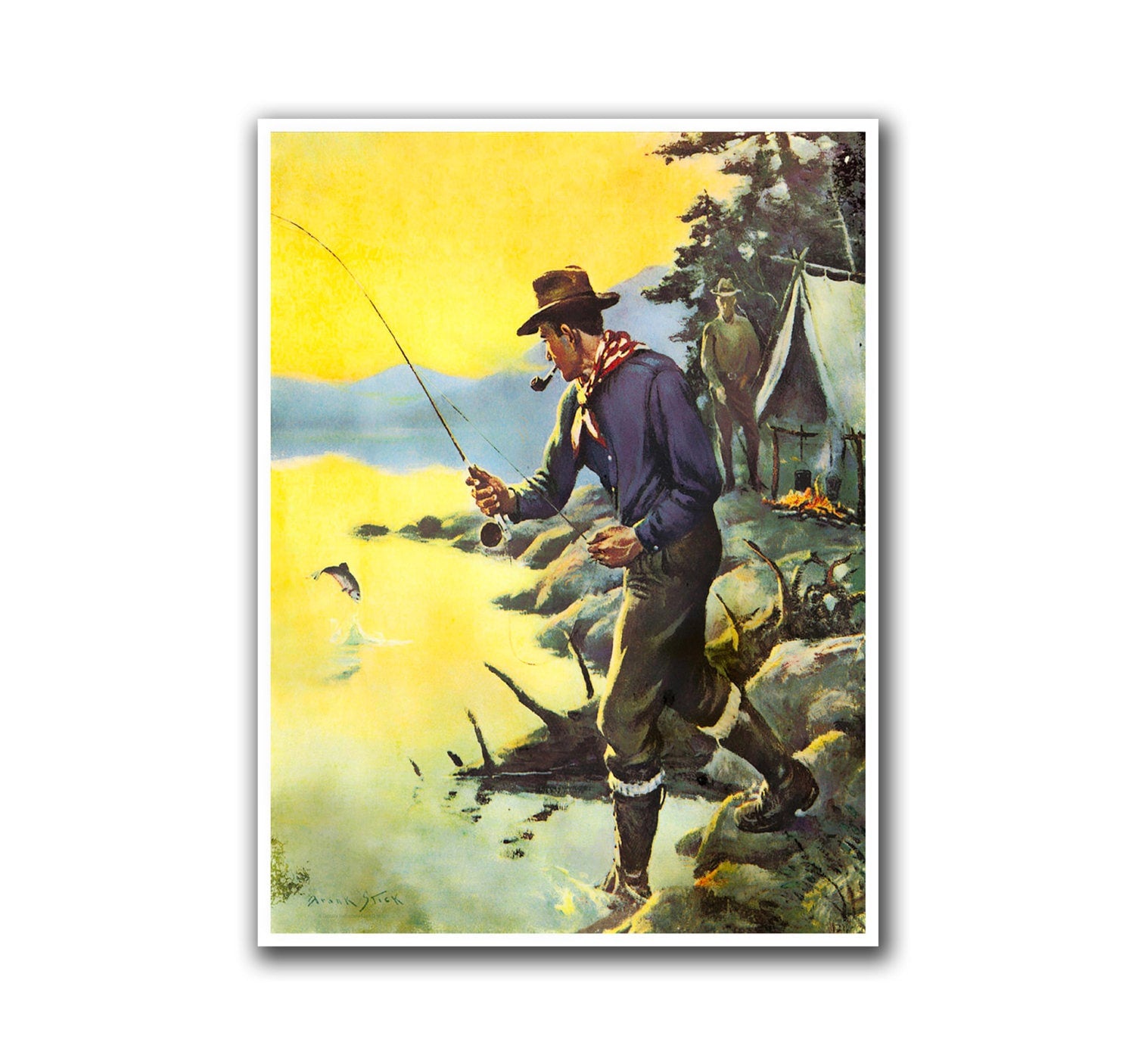 Fishing Art Vintage Sports Print Man Cave Poster (H50)