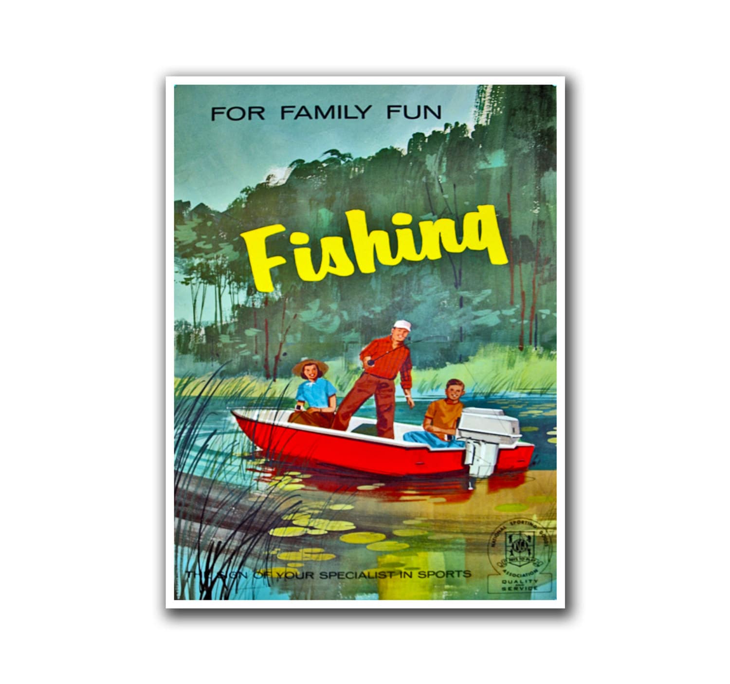 Fishing Decor Art Vintage Sports Print Man Cave Poster (H35)