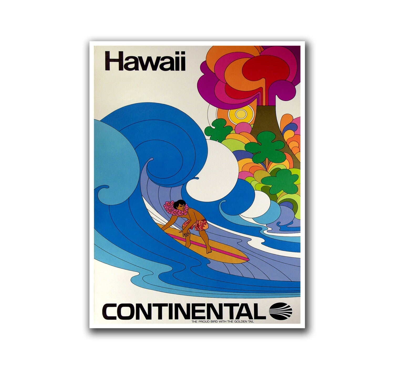Retro Poster Hawaii Travel Decor Surfing Art Retro Decor Print (H131)
