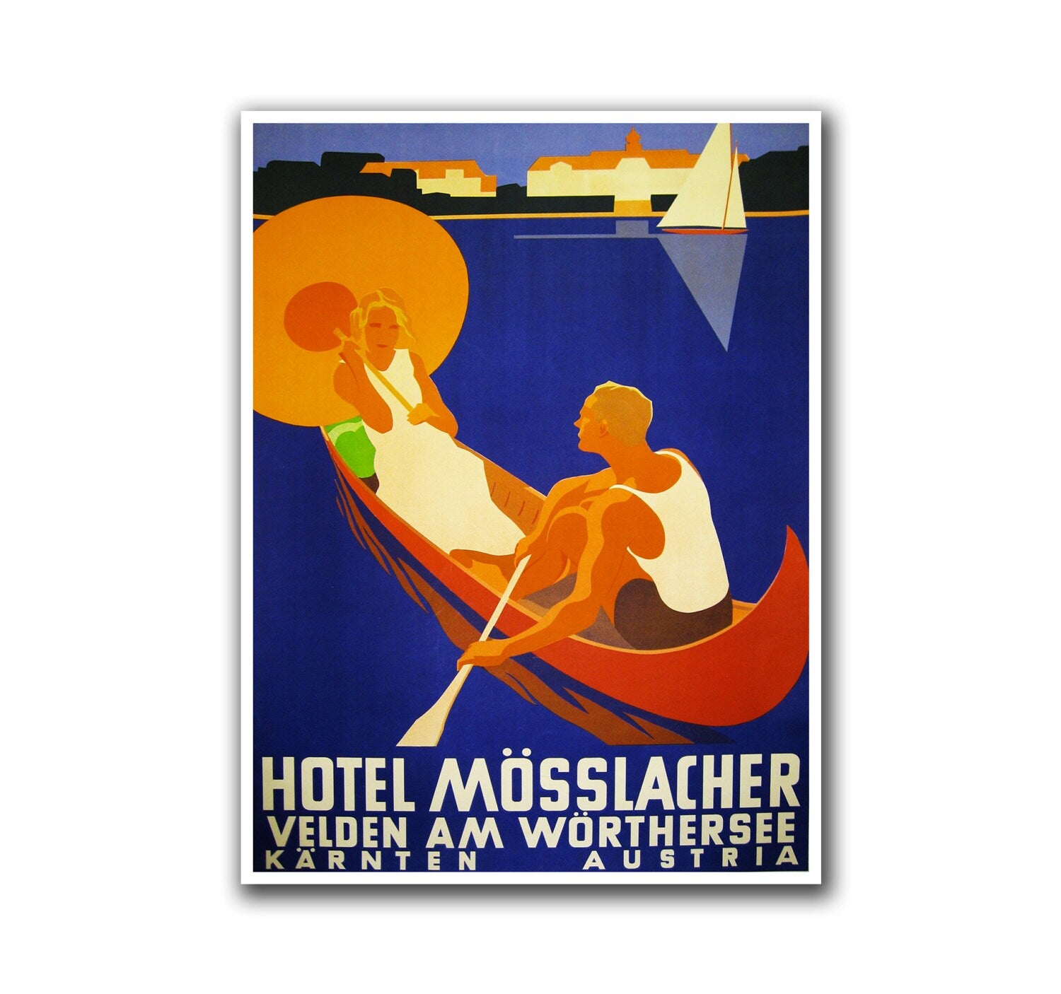 Retro Poster Travel Art Boating Canoe Retro Decor Print (H22)