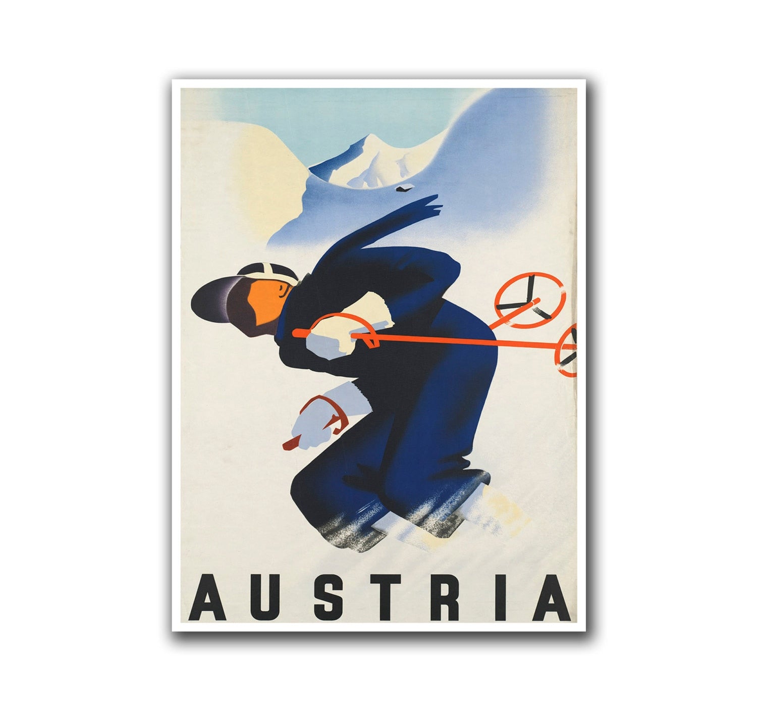 Ski Poster Skiing Decor Travel Art Retro Print (H189)
