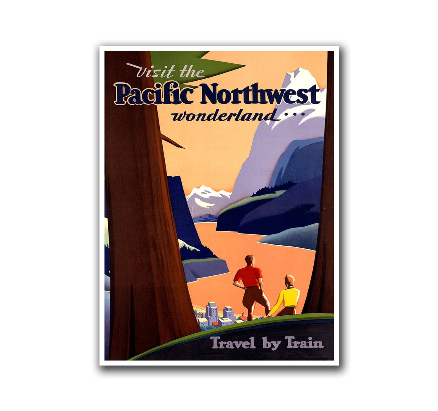 Art Travel Poster Pacific Northwest Hiking Wall Art Print (H182)