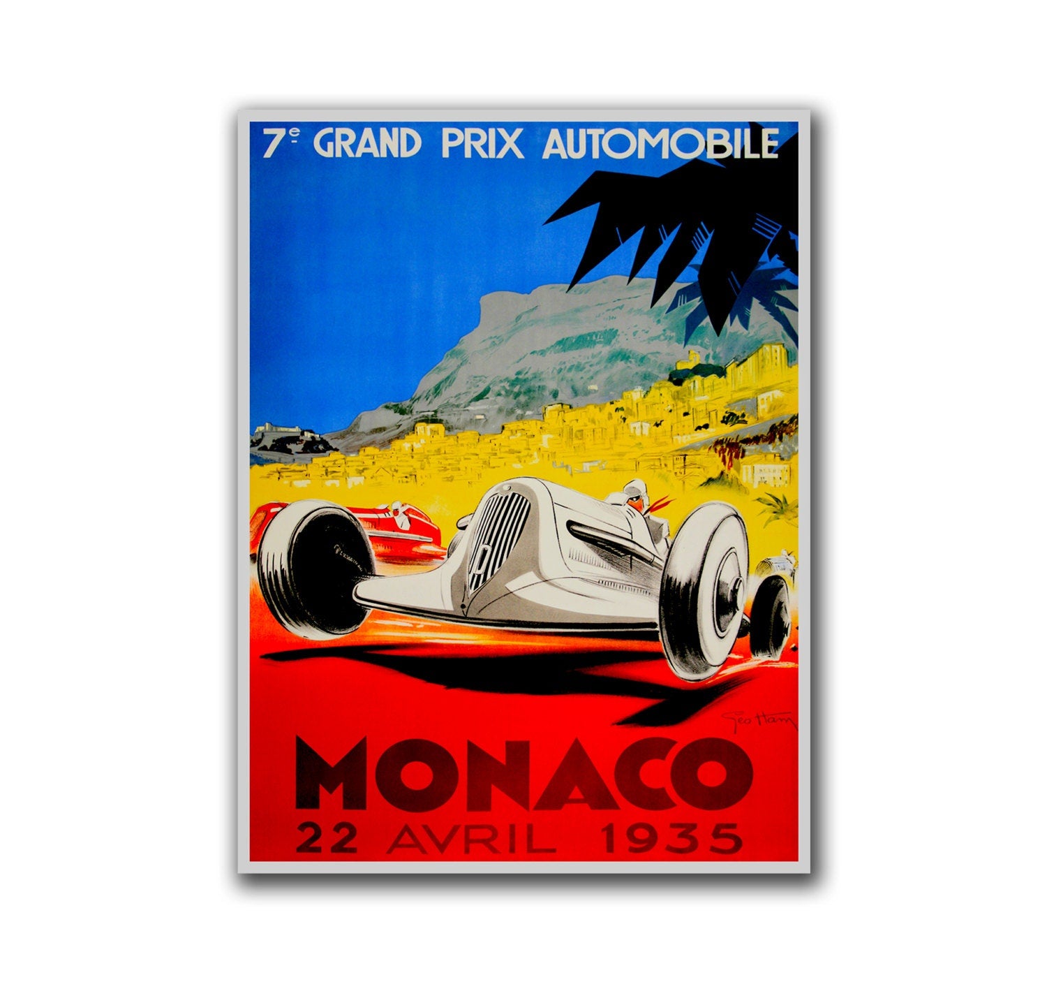 Monaco Art Retro Poster Race Car French Riviera Travel Poster Sports Wall Art Print (H145)