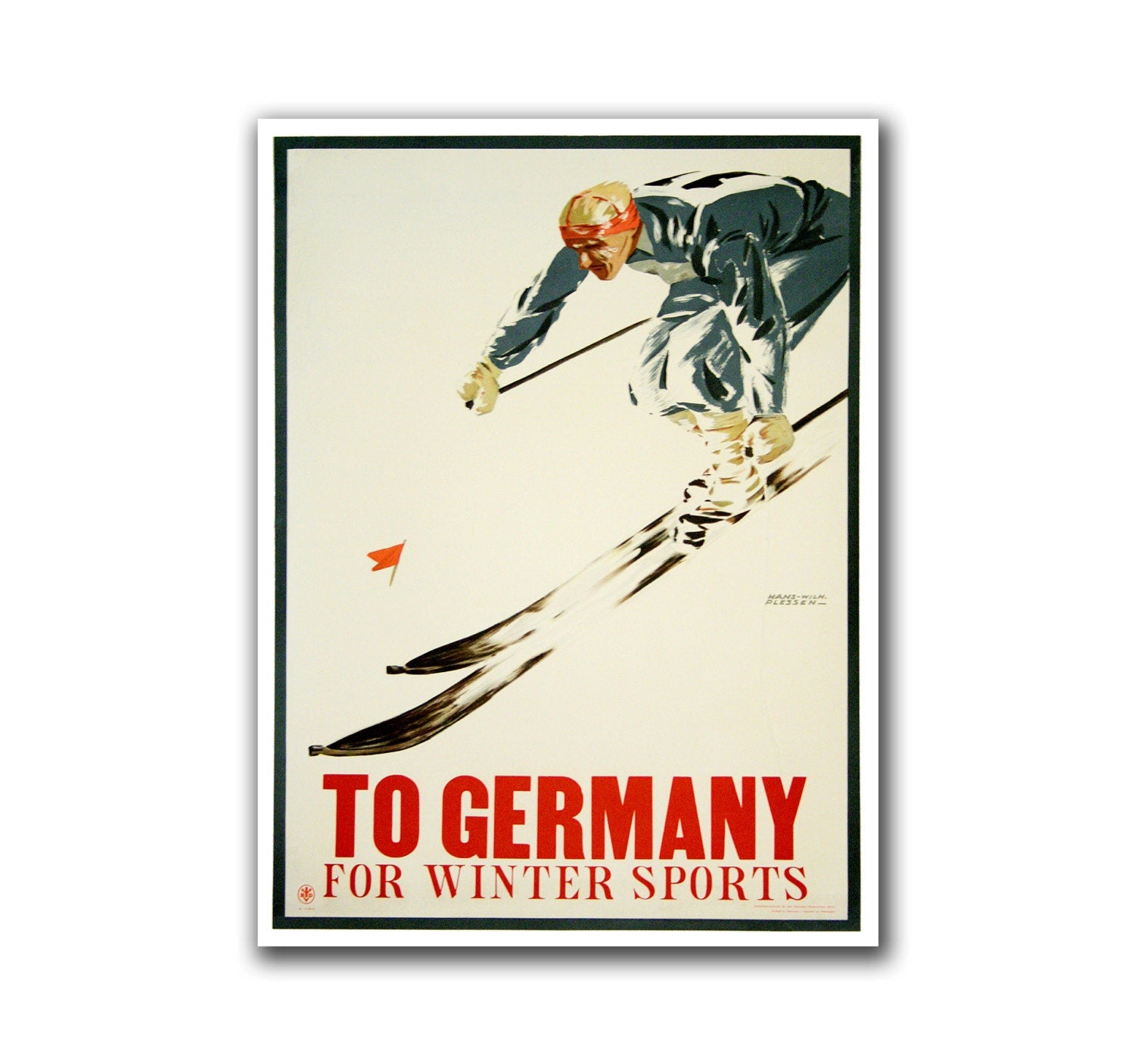 Germany Travel Art German Ski Poster Sports Retro Decor Vintage Print (H117)