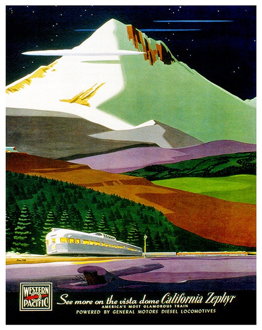 Train Poster Locomotive Art Travel Decor Retro Print (XR155)