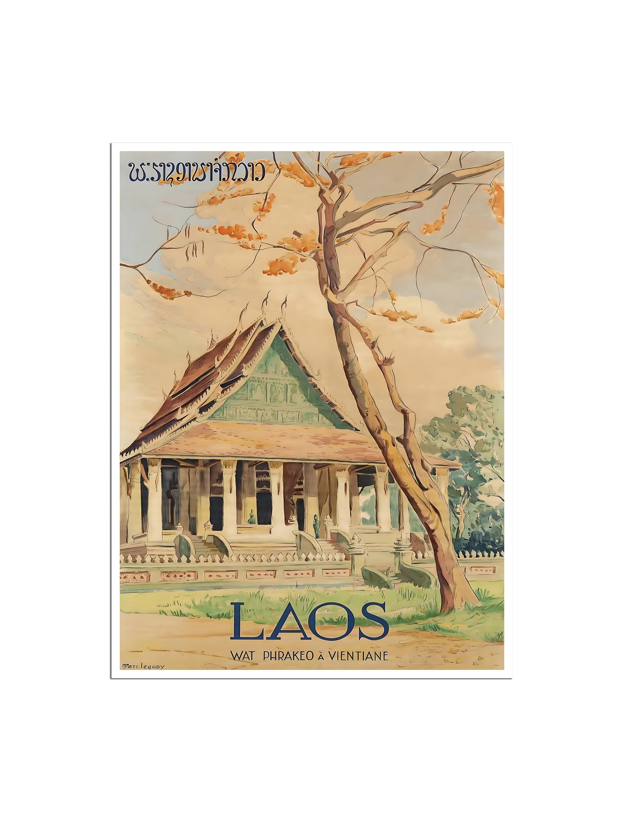 Laos Travel Poster Vintage Loatian Art Retro Asian Print (XR4667)