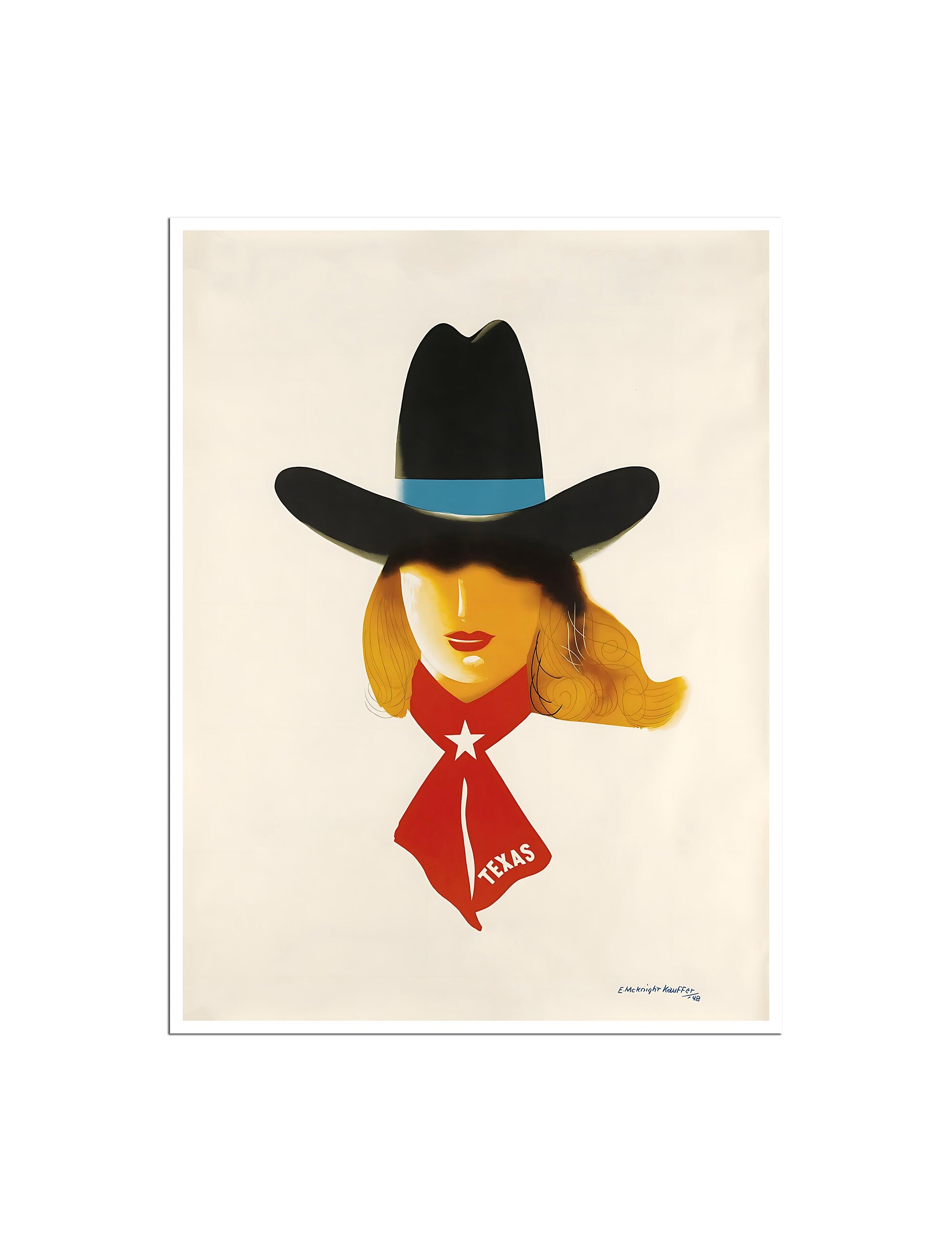Cowgirl Gift Western Decor Vintage Texas Travel Poster Texan Print (H1585)