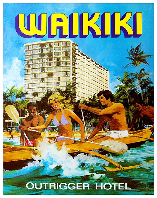 Waikiki Hawaii Art Wall Decor Retro Travel Poster (ZT604)