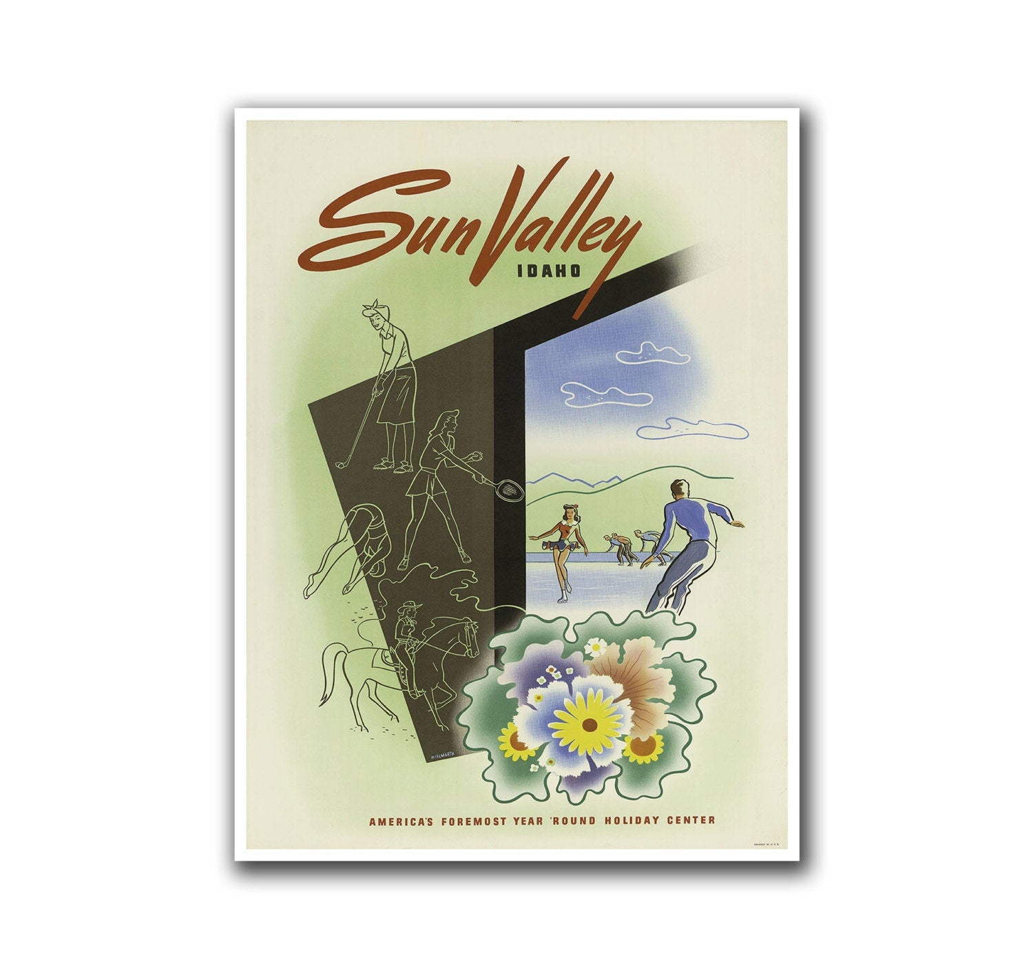Retro Travel Art Sun Valley Sports Poster Home Decor Vintage Print (H83)