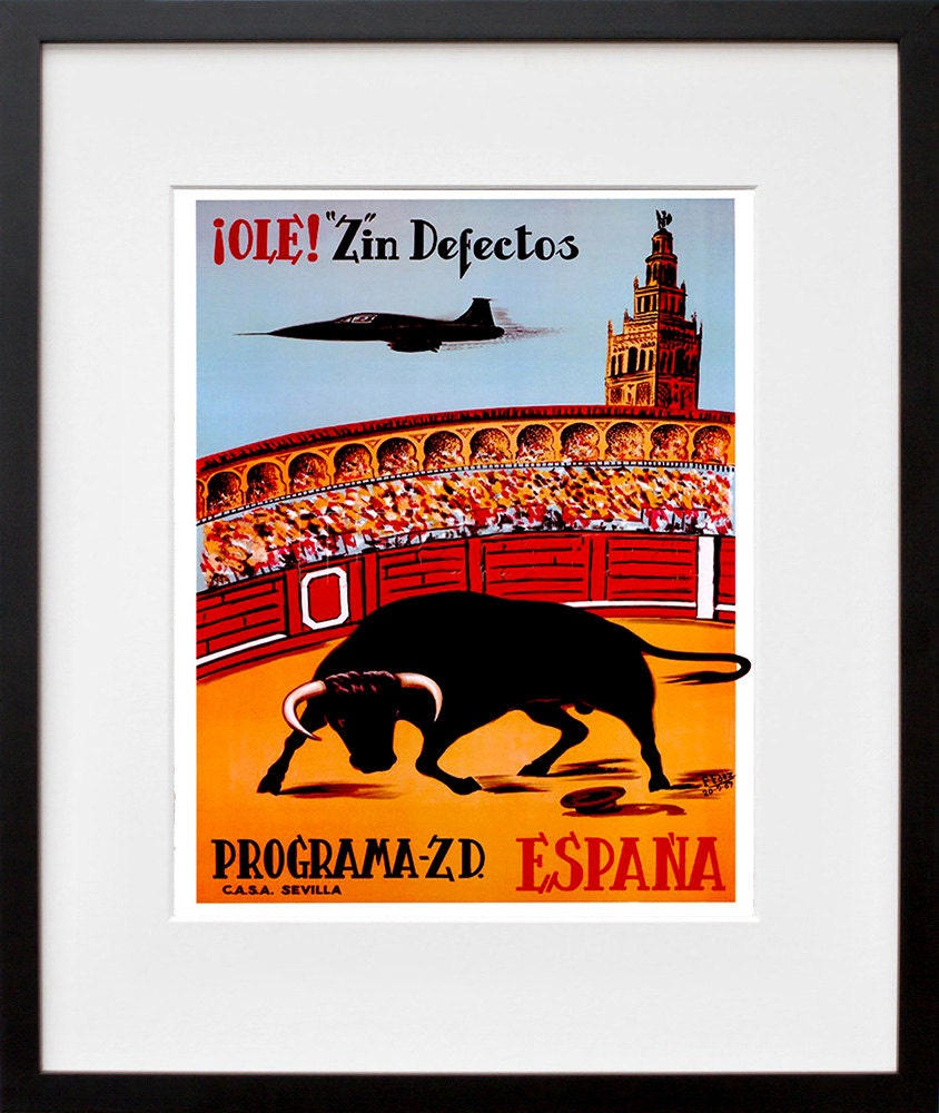Spain Bullfighting Vintage Travel Poster Wall Art Print (ZT404)