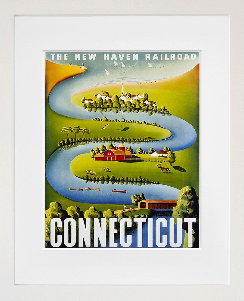 Connecticut Art Vintage Travel Poster Print Home Wall Decor (XR360)