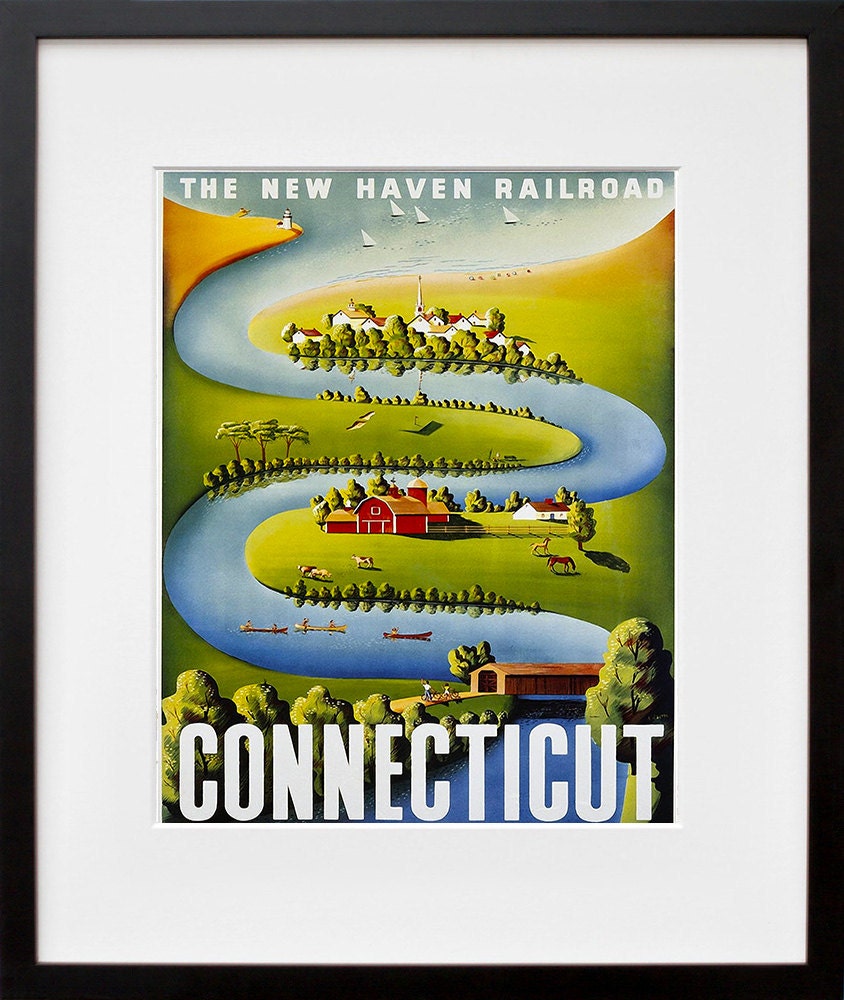 Connecticut Art Vintage Travel Poster Print Home Wall Decor (XR360)