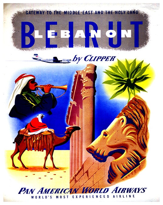 Beirut Travel Poster Decor Lebanon Art Retro Print (ZT489)