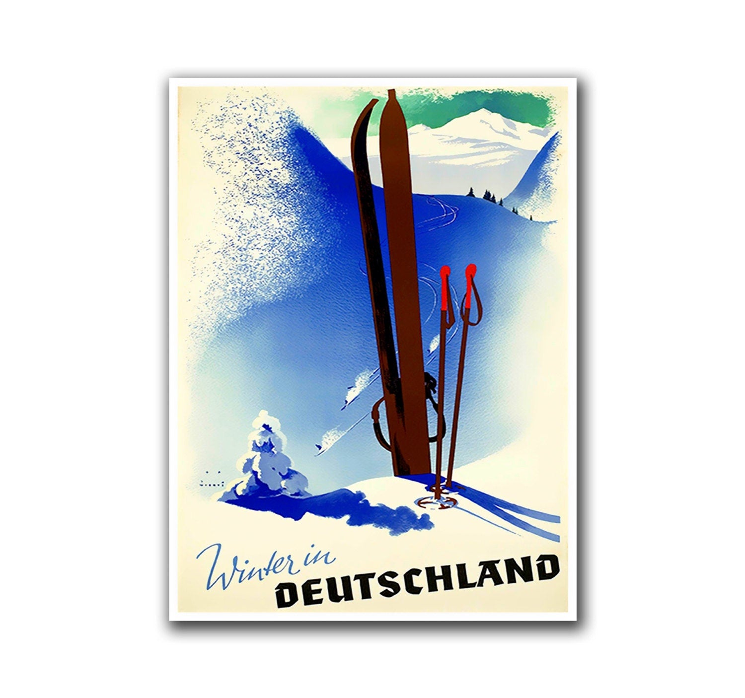 Ski Poster Germany Sports Art Home Decor Vintage Print (H65)