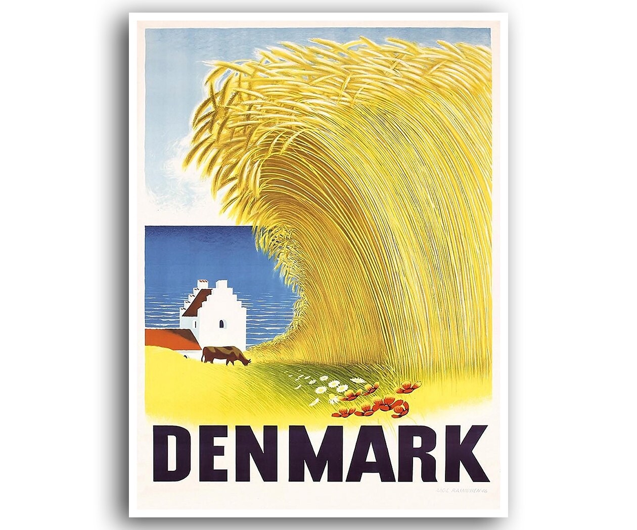Denmark Art Print Travel Poster Retro Danish Home Decor (XR823)