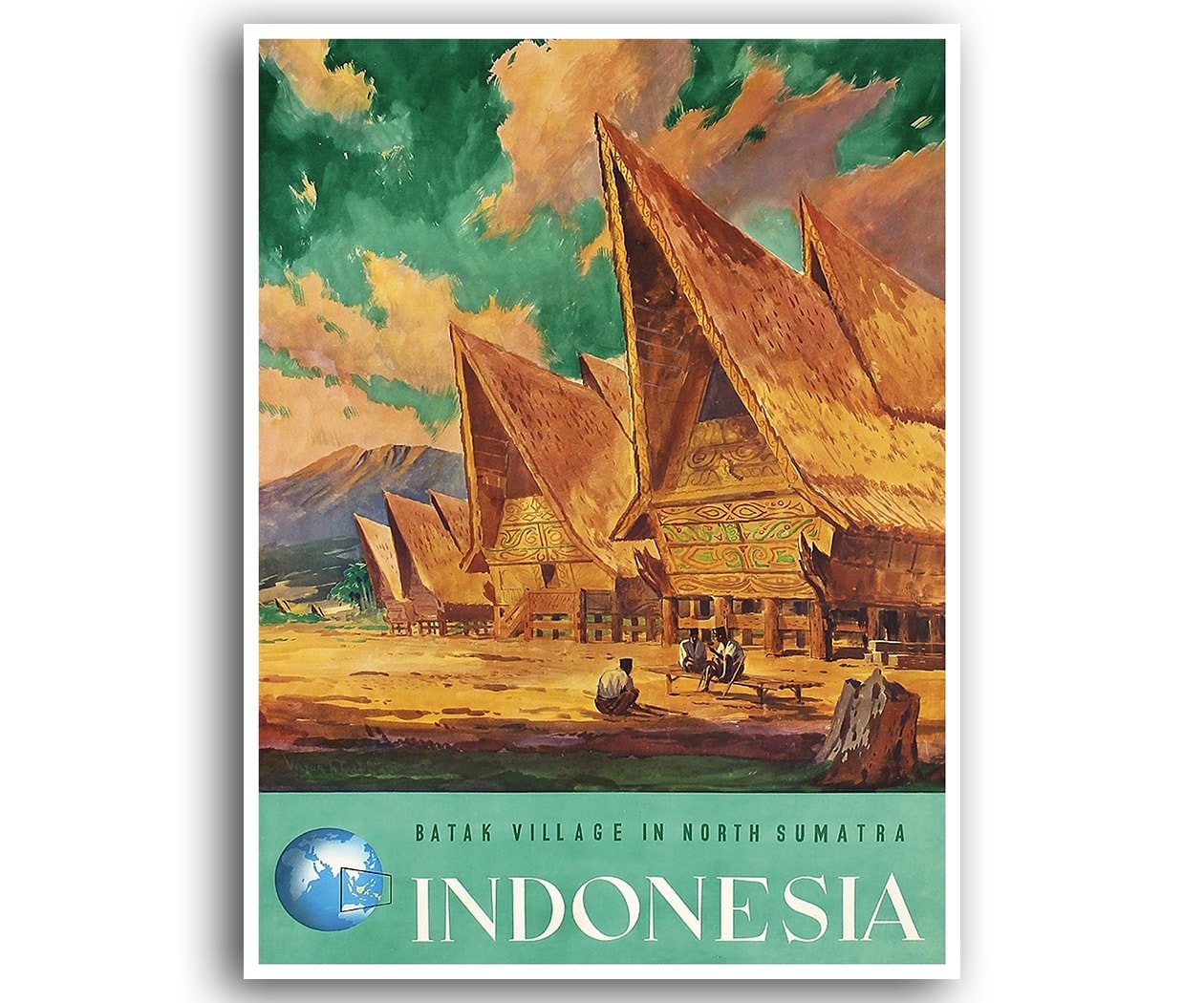 Indonesia Travel Poster Asian Home Decor Retro Wall Art Print (XR740)