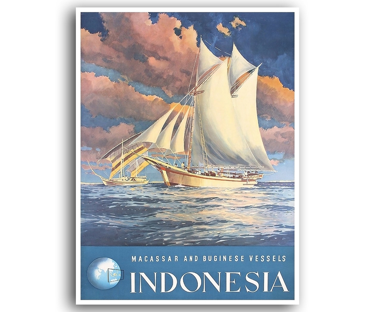 Indonesia Travel Poster Home Decor Retro Asian Wall Art Print (XR743)