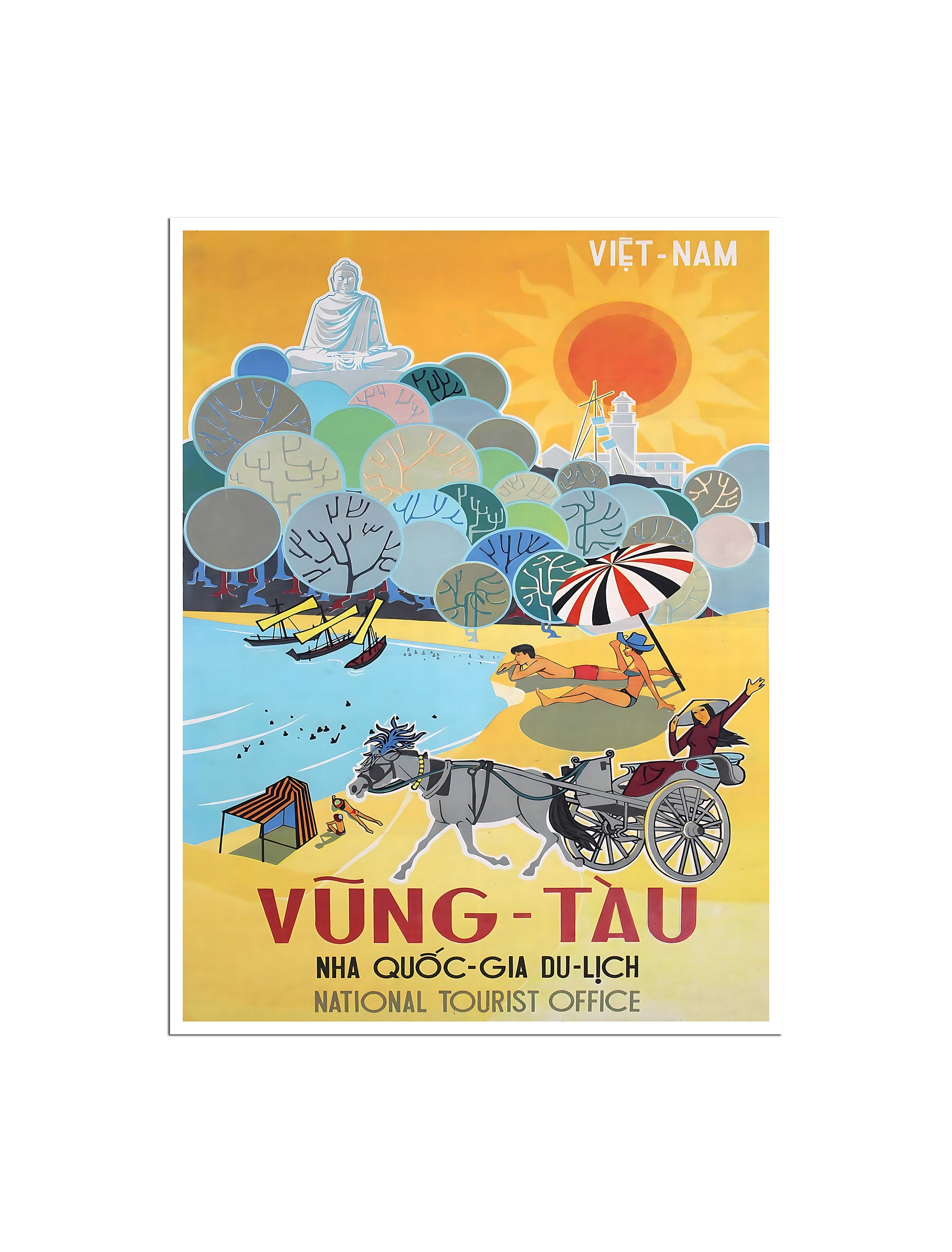 Vũng Tàu Art Vietnam Travel Poster Vintage Print Asian Home Decor (XR4737)