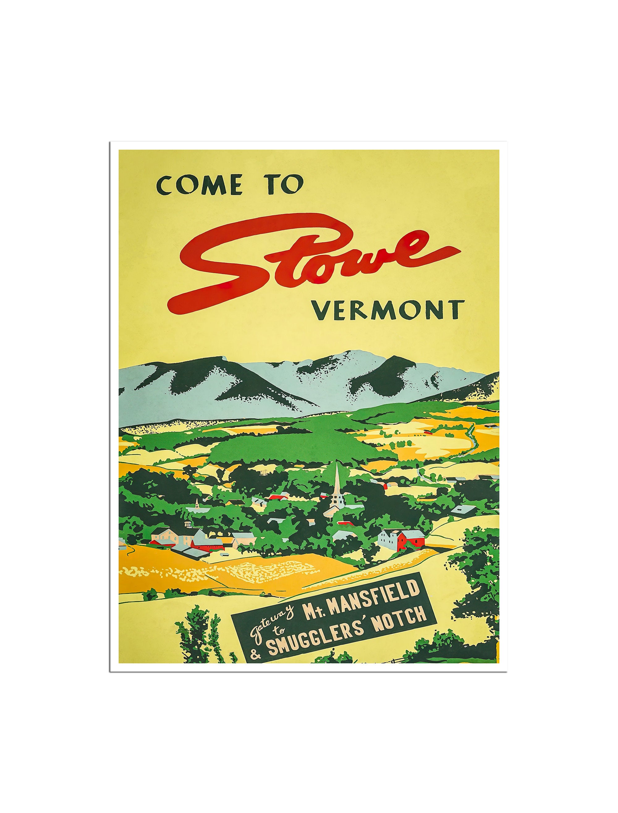Stowe Ski Poster Vermont Travel Poster Vintage Skiing Art Print (XR4734)