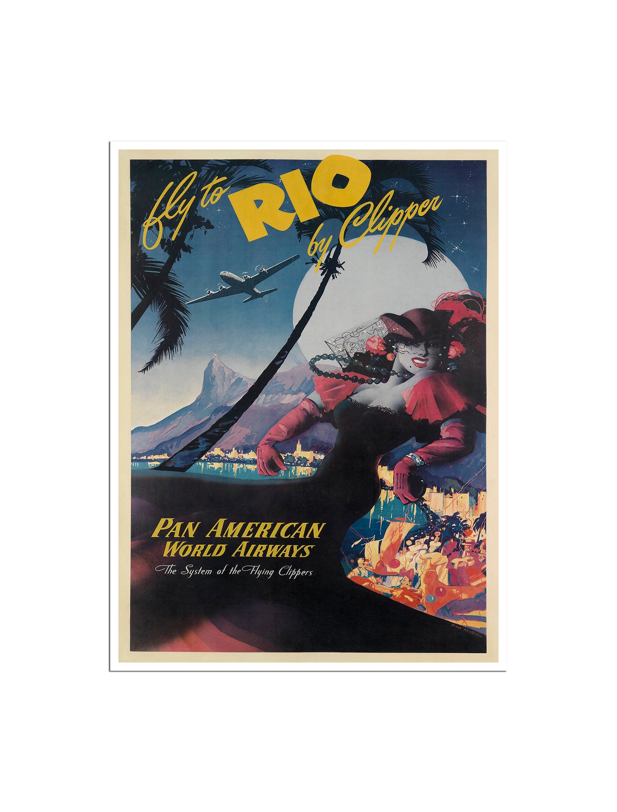 Rio De Janeiro Poster Vintage Brazil Print Travel Art (XR3690)