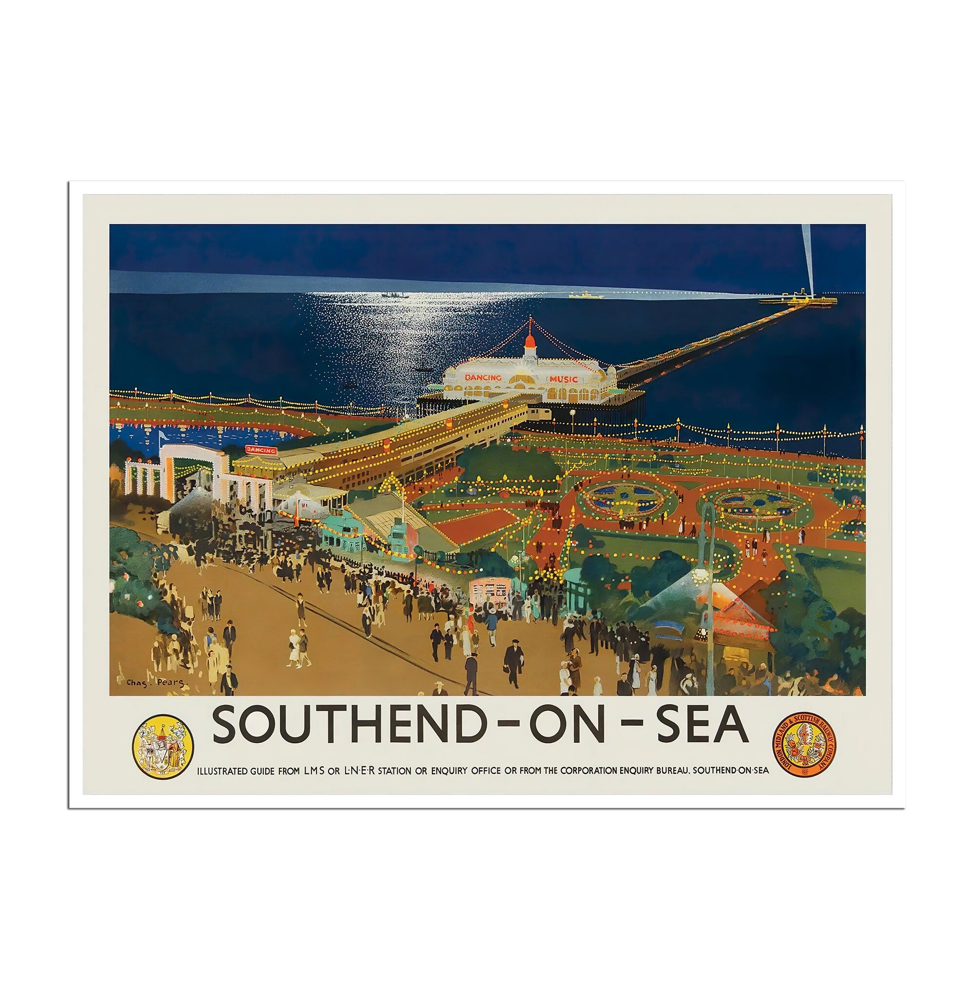 Southend-on-Sea Poster England Travel Art English United Kingdom Print (XR4821)